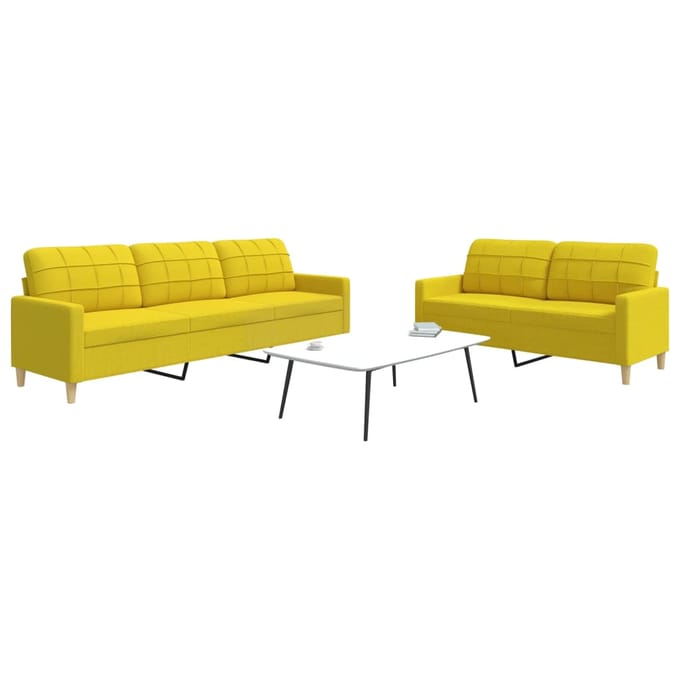 vidaXL - 2-delige - Loungeset - stof - lichtgeel