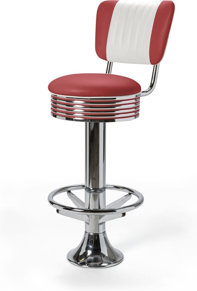 Bel Air Retro Barkruk BS-27CB Footring Rood