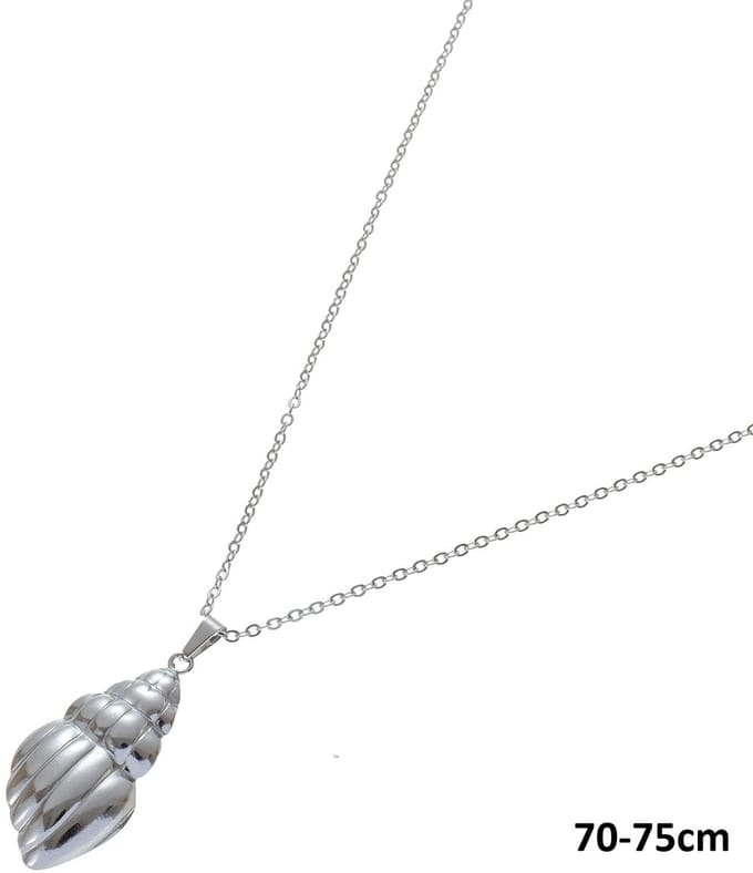 Ketting - RVS - schelp - zilverkleurig - 70-75 cm