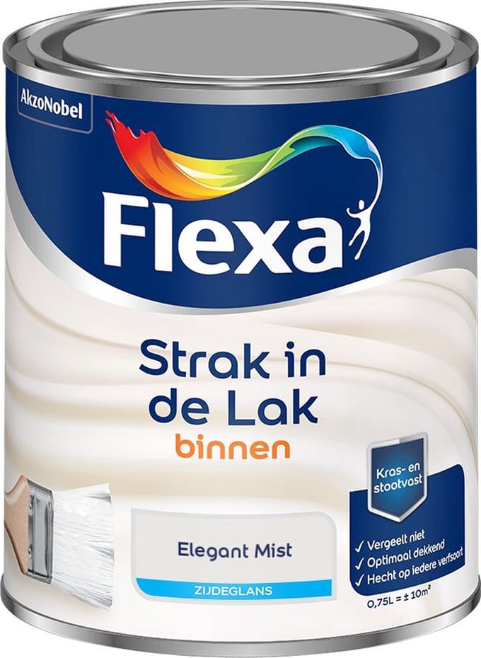 Flexa - Strak In De Lak Binnenlak Zijdeglans - Elegant Mist - Mengverf - 750 Ml