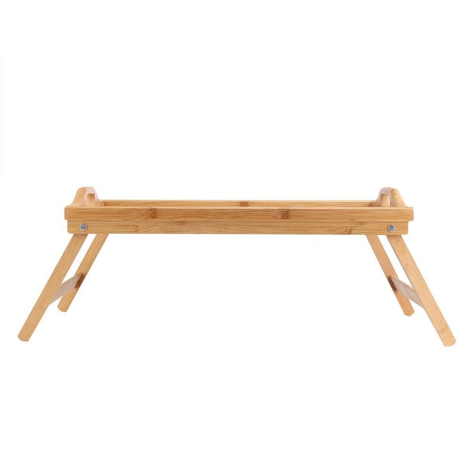 Plateau de lit Portable en bois de bambou, bureau d'ordinateur Portable pour petit déjeuner, Table de service de thé et de nourriture, pieds pliants noir