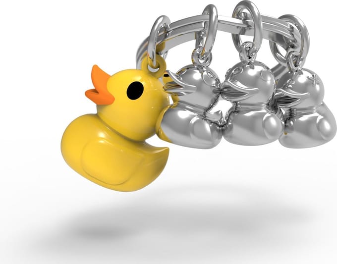 Metalmorphose sleutelhanger familie eend - Geel
