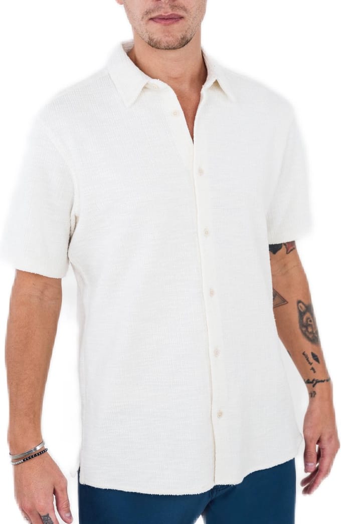 Func Factory mannen Poloshirt doorknoop Structure wolwit maat M