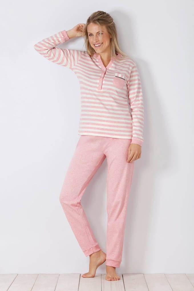 Roze warme dames pyjama Hajo - Roze - Maat - 48/50