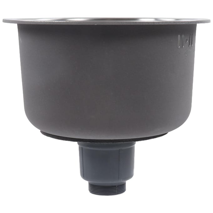 Mini Ronde Keukenspoelbak RVS Bar Ronde Kom met Afvoerpijpaansluiting 30cm Diameter gray