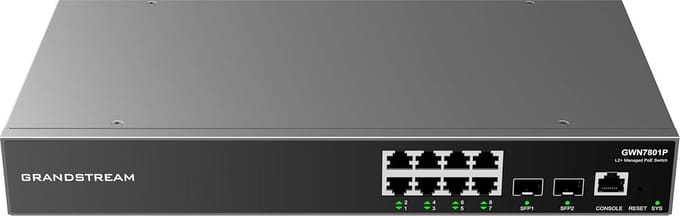 Managed PoE+ Switch met 8 Gigabit poorten en 2 SFP-slots