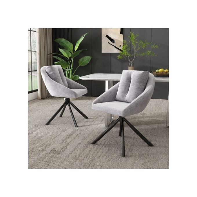 Eetkamerstoel - MUVOE - Draaibaar - Grijs fluweel - Ergonomisch - Modern design grijs