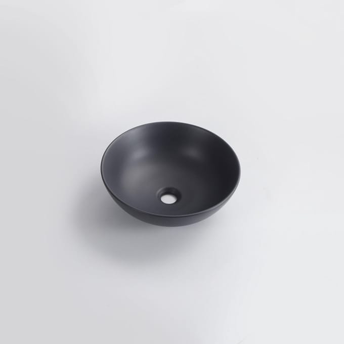 FugaFlow Eccelente Pietra Waskom - 40x40x15cm - rond - keramiek - mat zwart