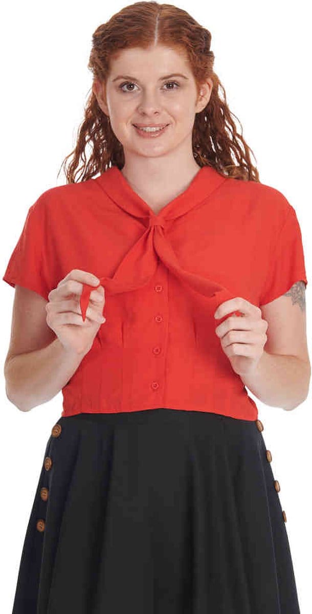 Banned Blouse -S- Summer Ahoy Rood