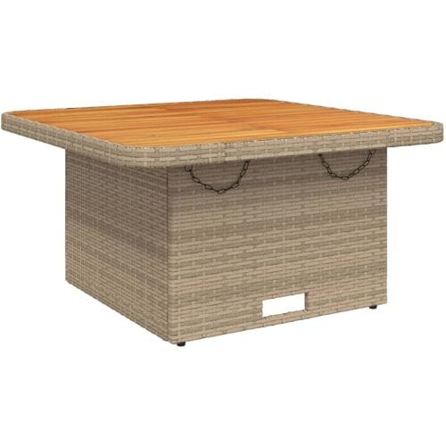 vidaXL Tuintafel 80x80x71 cm poly rattan en acaciahout beige