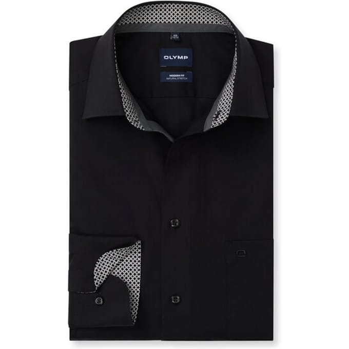 OLYMP Luxor Overhemd, Modern Fit, New Kent, Zwart