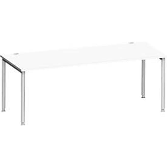 Schäfer Shop Genius bureau MODENA FLEX, 4-poots ronde buis, B 2000 x D 1000 mm, wit/blank aluminium