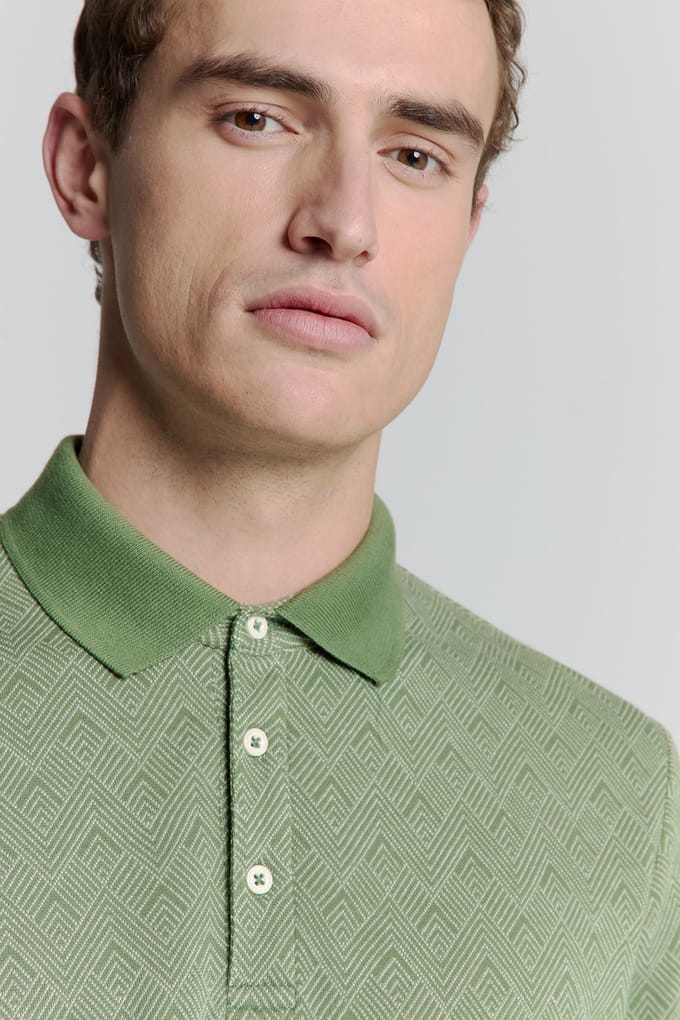 No Excess Polo 2 Coloured Jacquard Green Größe: S | Poloshirts Outlet | Herren | Grün