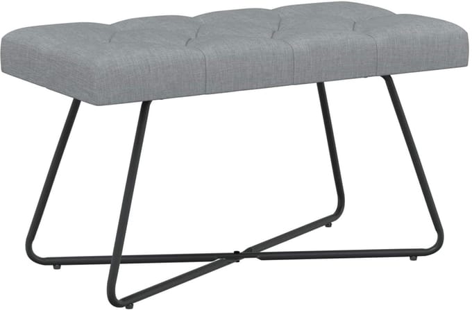 vidaXL - Bank - met - knopen - tufting - Lichtgrijs - 80 - x - 40 - x - 46 - cm - Stof