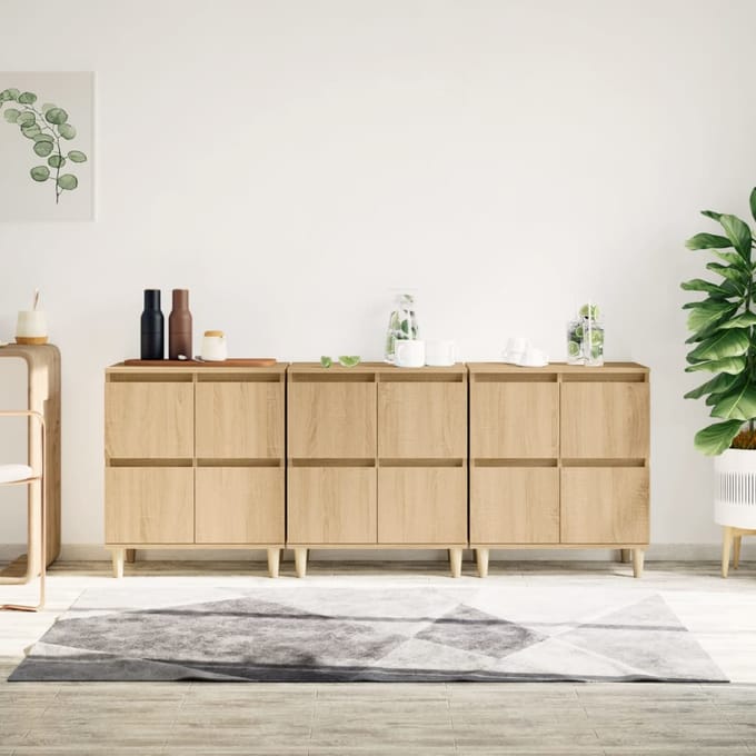 vidaXL - Dressoirs - 3 - st - 60x35x70 - cm - bewerkt - hout - sonoma - eikenkleurig