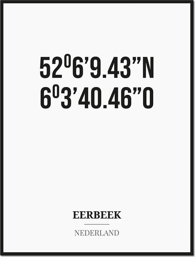 Poster/kaart EERBEEK met coördinaten