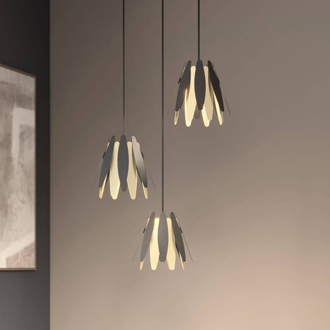 Lucande - hanglamp - 3lichts - metaal, kunststof - E14 - zwart, goud