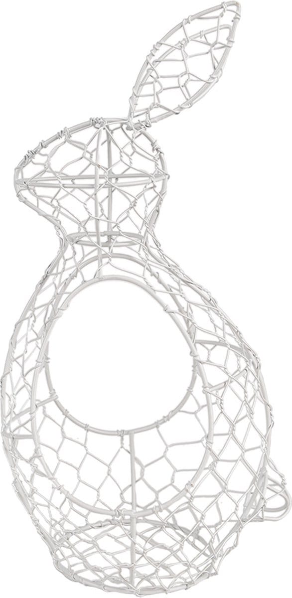 Clayre & Eef Eiermand Konijn 33 cm Wit Metaal