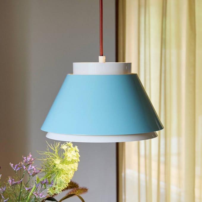 Hübsch Hanglamp Remi, blauw/beige, Ø 25 cm, metaal