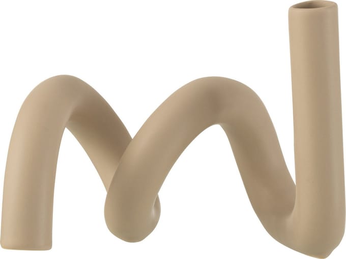 J-Line Kaarsenhouder Kronkel 1Kaars Keramiek Beige