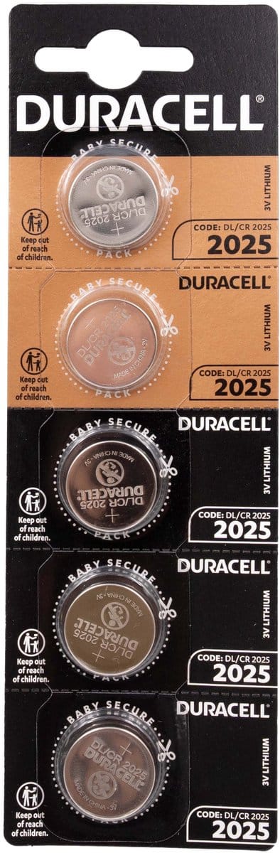 DURACELL CR2025 3V Lithium Knoopcel Batterij 20 Stuks