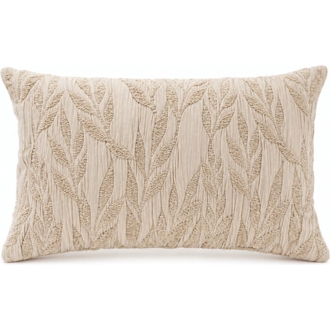 Sierkussen ELVANO Beige 60 x 40 cm – Inclusief Vulling – Kussen met Reliëfstructuur – Geweven 3D Patroon