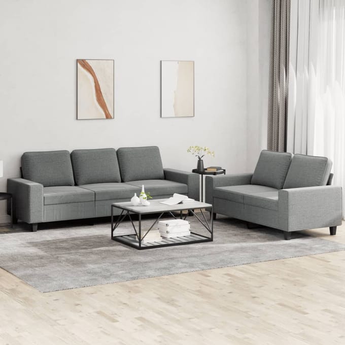 vidaXL - 2-delige - Loungeset - stof - donkergrijs