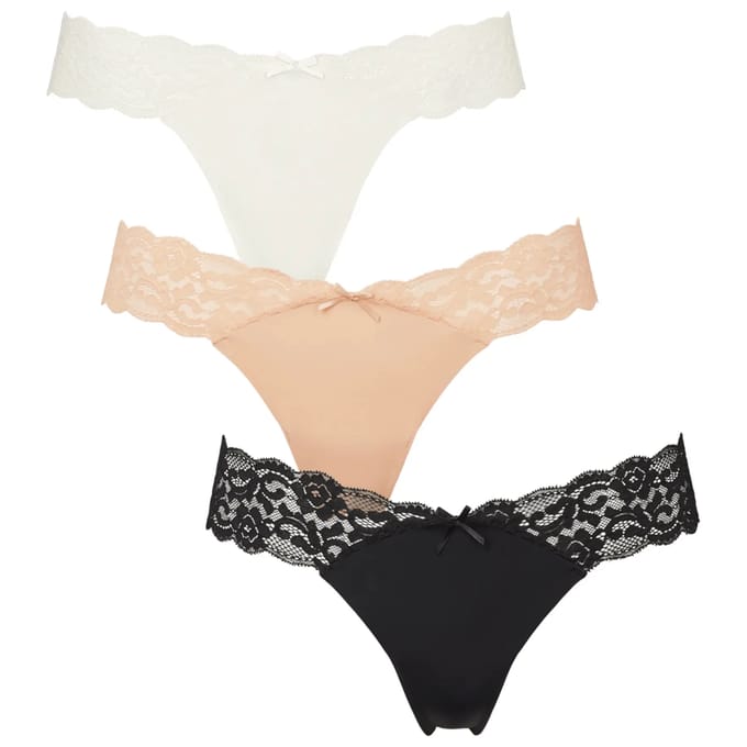 Naadloze String met Kanten aan de Zijkant Dames Missya (x3)