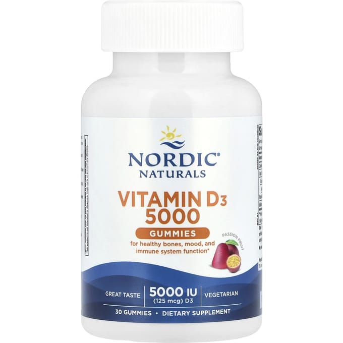 Nordic Naturals, Vitamine D3 gummies, passievrucht, 125mcg (5.000 IE), 30 gummies