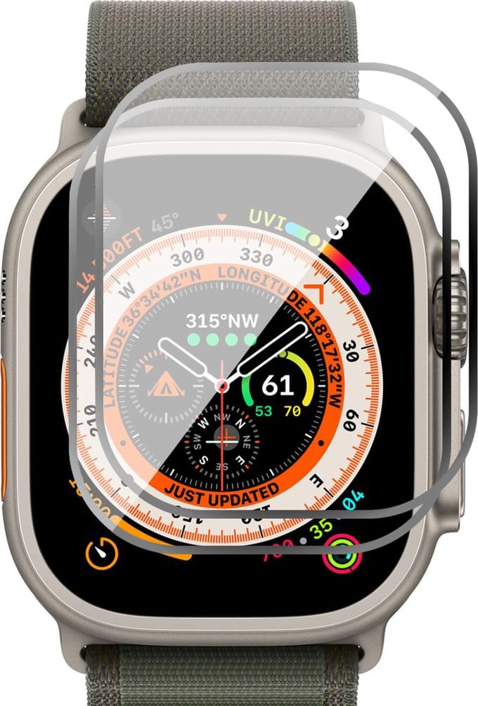 Screenprotector geschikt voor Apple Watch Ultra 49 mm - 2x Full Screen Protector PET FlexGuard