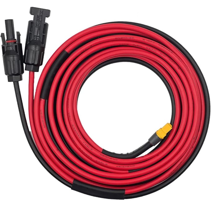 Zonne-energie Kabel - Verlengkabel Adapter - Energie Opwekken - Waterdichte Aansluiting - 3 Meter - Zwart