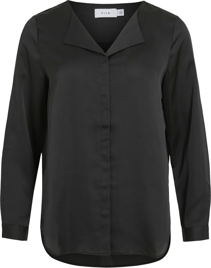 VILA - VIELLETTE V-NECK L/S SATIN SHIRT - NOOS - Dames - Blouses