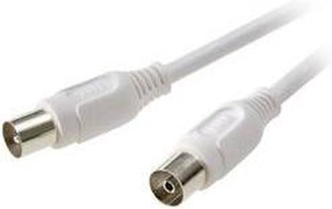 SpeaKa Professional Antenne Aansluitkabel [1x Antennestekker 75 Ω - 1x Antennebus 75 Ω] 10.00 m 90 dB Afgeschermd Wit