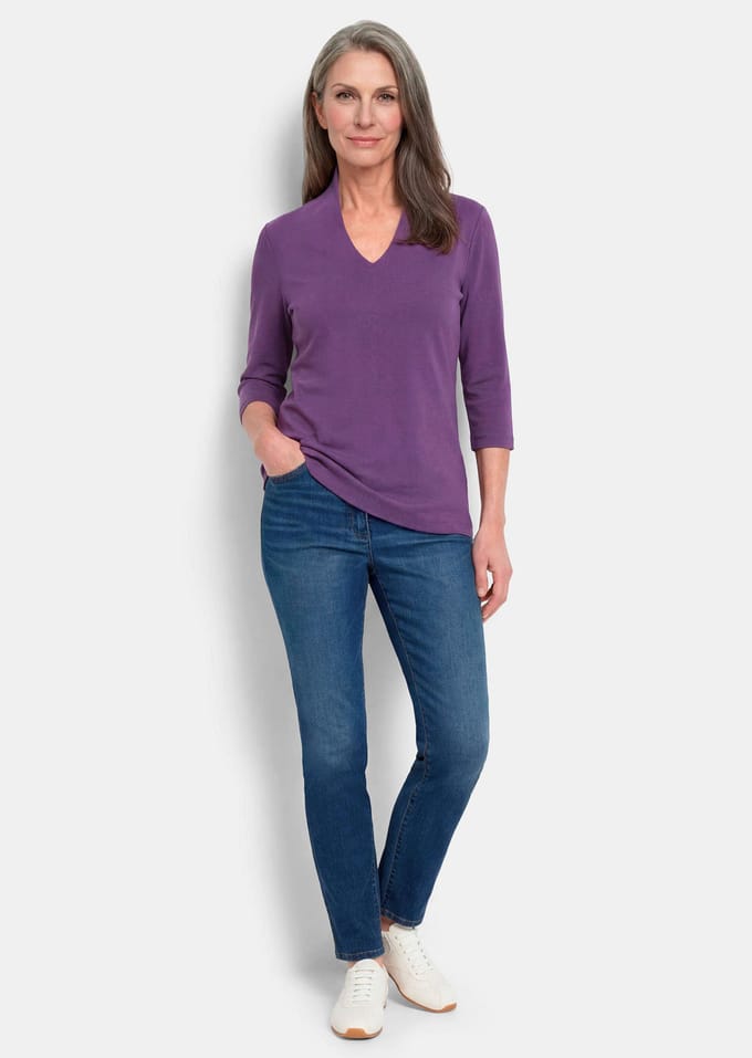 Basic shirt van interlock-jersey - paars - Gr. 19 van Goldner Fashion