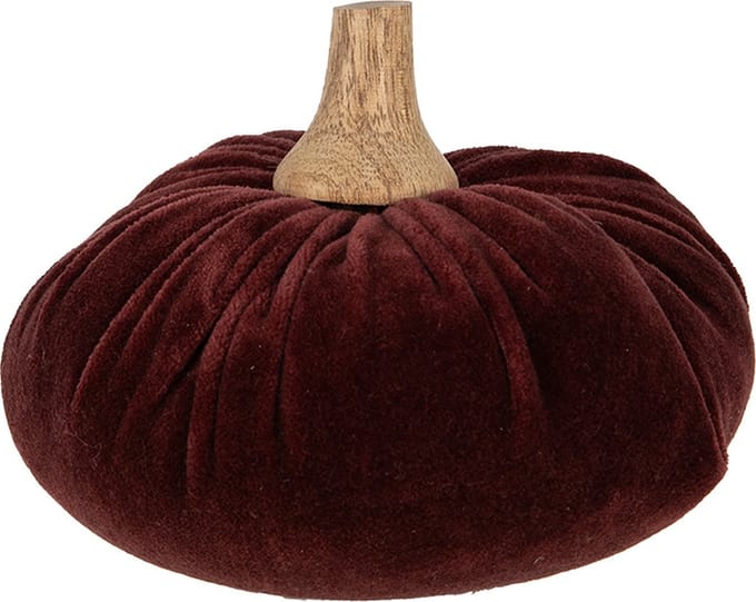 Clayre & Eef Decoratie Pompoen Ø 15x12 cm Rood Polyester Herfst decoratie