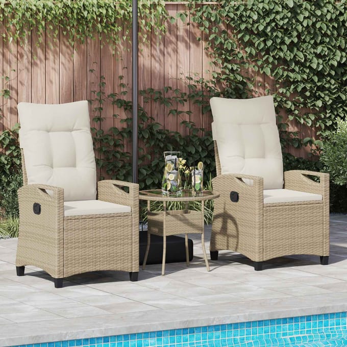 vidaXL - Tuinstoel - 2 - st - Beige - en - Crème - Staal - en - Polyester