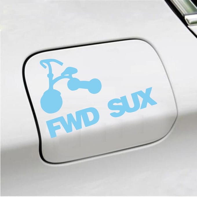 Bumpersticker - FWD SUX - 12,2 X 18 - Licht Blauw