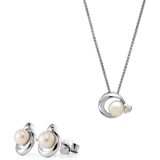Orphelia 'Mathilde' Dames 925 Sterling Silver Set: Ketting-Pendant + Oorbellen - Zilver SET-7510