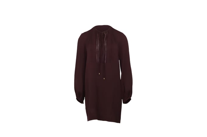 Jurk met blousonmouwen van Diane Von Furstenberg in bordeauxrode zijde