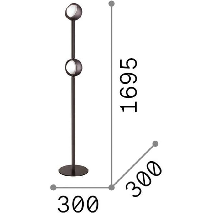 IDEAL LUX LED vloerlamp Bloom, hoogte 170 cm, messing, 2-lamps
