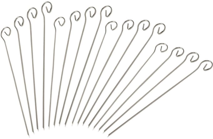 Set van 16 roestvrijstalen spiesjes 21 cm Fackelmann BBQ Editie