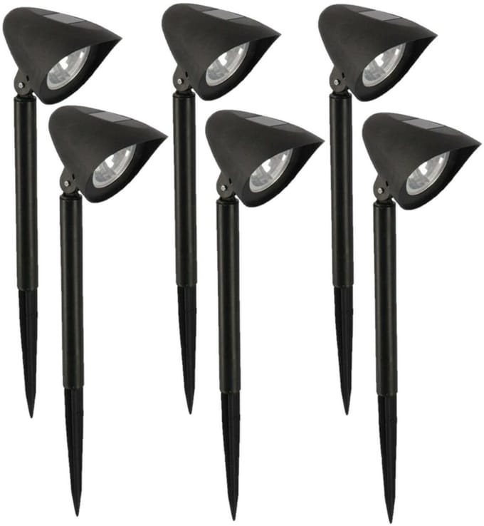 Gerimport - Solar tuinlamp - 6x - zwart - LED - oplaadbaar - H37cm
