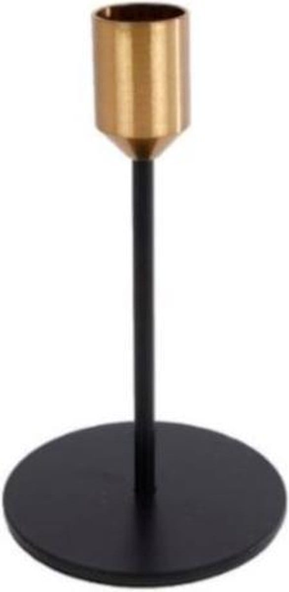 Van Manen- Kandelaar - S- zwart - goud -15x8cm