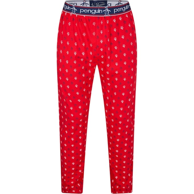 Original Penguin Heren Jersey All Over Logo Pyjama Broek (Rood)
