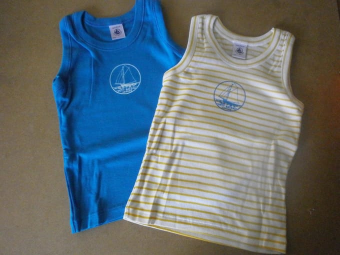 Petit Bateau - 2 Pack - Jongens - Singlet - Blauw / geel - 10jaar 138