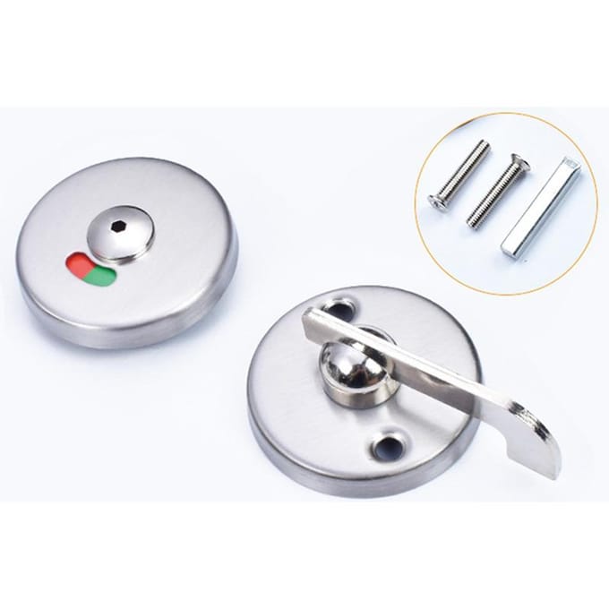 Serrure de porte de confidentialité de salle de bain Indicateur d'occupation Pêne dormant Rond Acier Inoxydable pour Hommes Femmes white