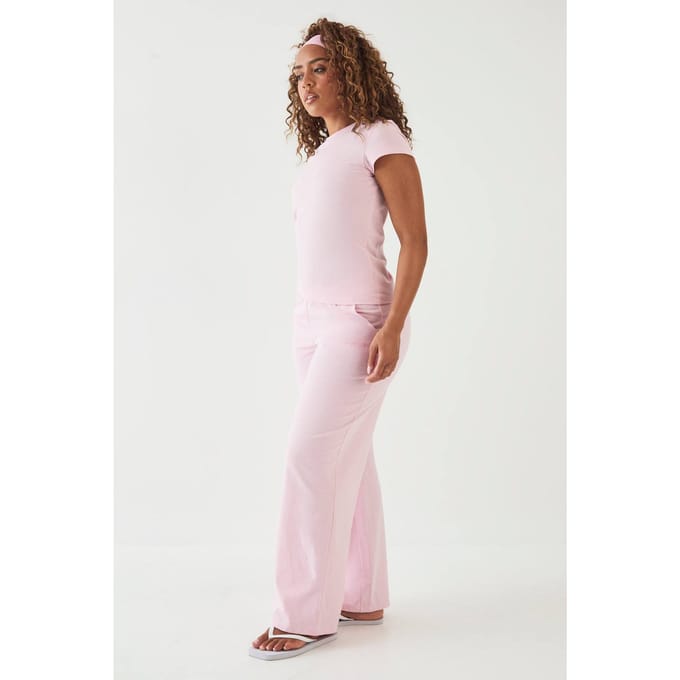 Dames Dsgn Studio Gestructureerde Rechte Pijpenbroek | Light Pink | Maat: Large