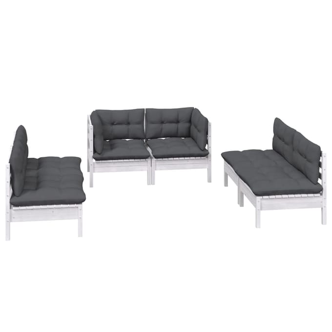 vidaXL - 6-delige - Loungeset - met - kussens - massief - grenenhout