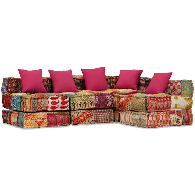 vidaXL - Poef - vierzits - modulair - stof - patchwork