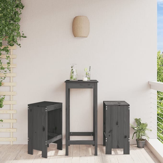 vidaXL - Barkrukken - 2 - st - 40x36x75 - cm - massief - grenenhout - grijs